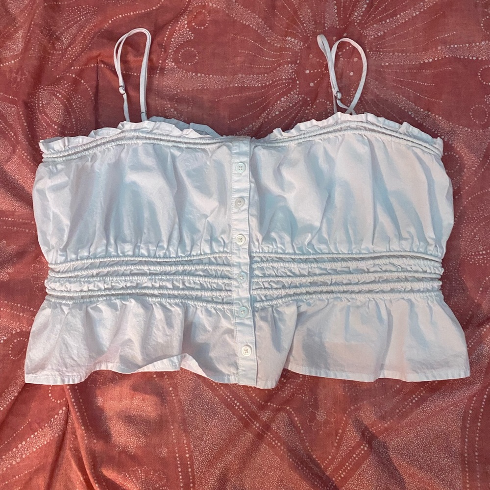 Madewell White Ruffled Top